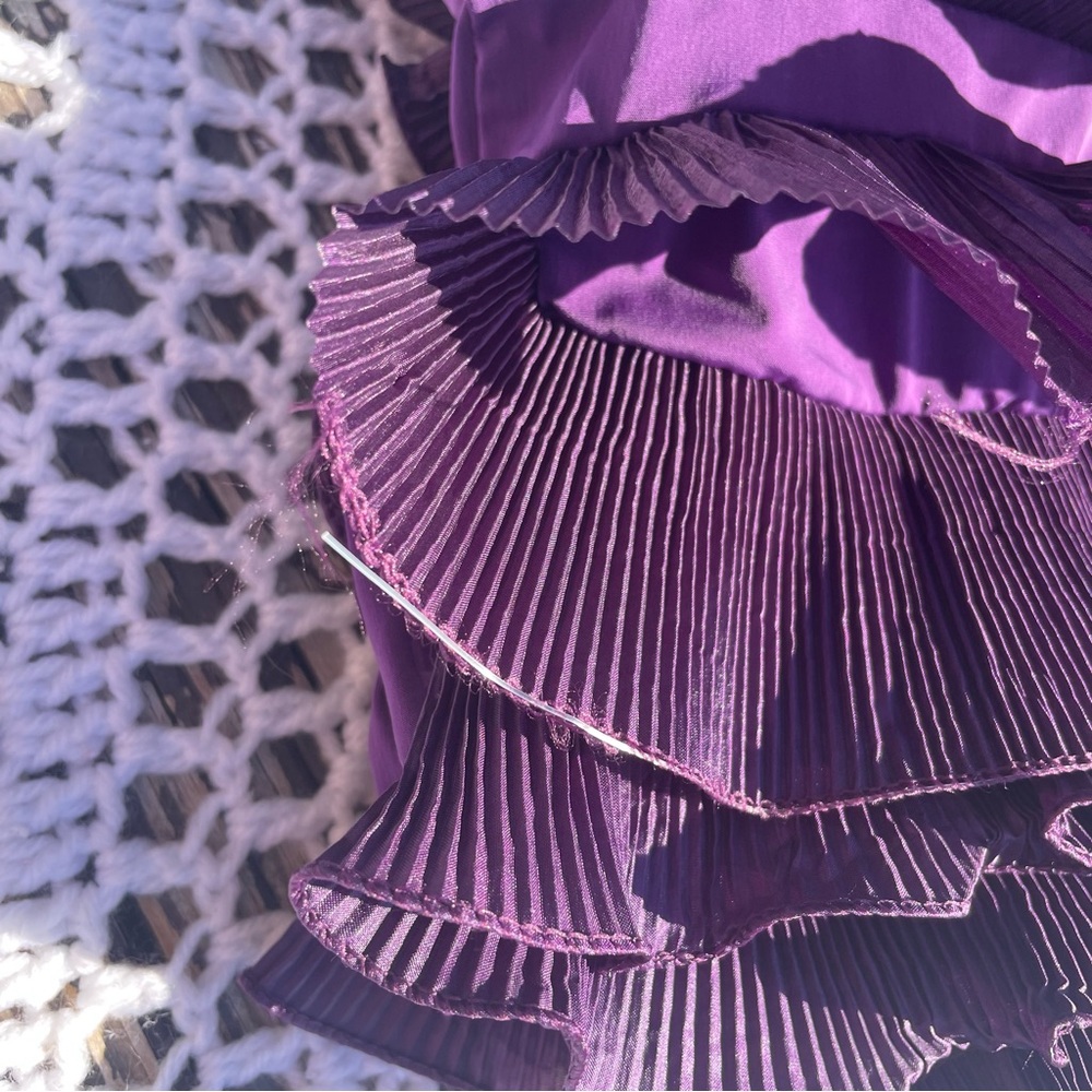 NWT Y2K Goddess London Strapless Ruched Purple Ruffle Bottom Fairycore Dress M - Picture 7 of 8